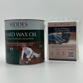Fiddes Hard Wax Oil, Clear Satin 1L + Free Priory Free Cloth