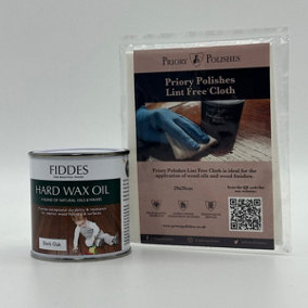 Fiddes Hard Wax Oil, Dark Oak 250ml + Free Priory Free Cloth