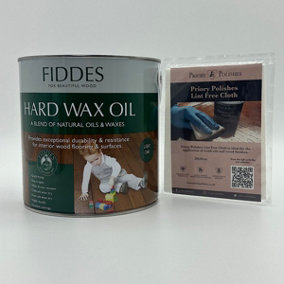 Fiddes Hard Wax Oil, Light Oak 2.5L + Free Priory Free Cloth