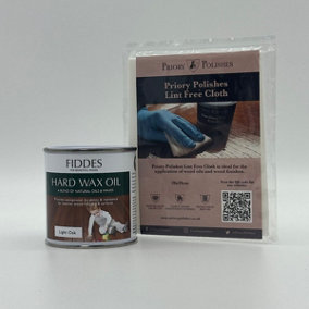 Fiddes Hard Wax Oil, Light Oak 250ml + Free Priory Free Cloth