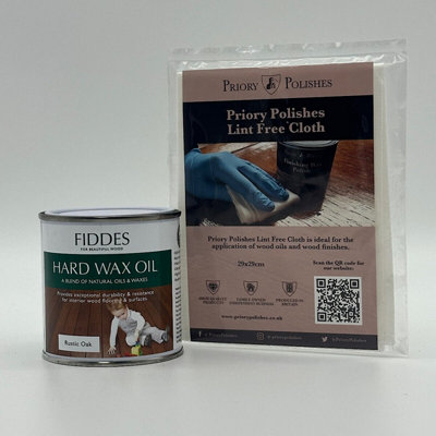 Fiddes Hard Wax Oil, Rustic Oak 250ml + Free Priory Free Cloth