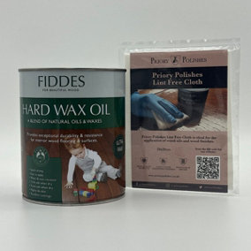 Fiddes Hard Wax Oil, Ultra Raw 1L + Free Priory Free Cloth
