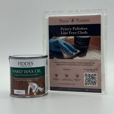 Fiddes Hard Wax Oil, Walnut 250ml + Free Priory Free Cloth