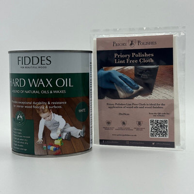 Fiddes Hard Wax Oil, White 1L + Free Priory Free Cloth