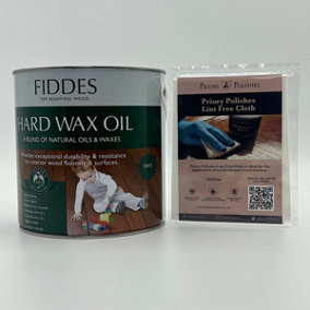 Fiddes Hard Wax Oil, White 2.5L + Free Priory Free Cloth