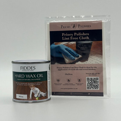 Fiddes Hard Wax Oil, White 250ml + Free Priory Free Cloth