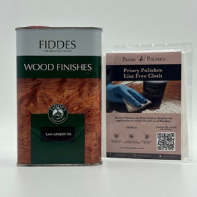 Fiddes Raw Linseed Oil, 1 Litre & Free Priory Polishes Lint Free Cloth