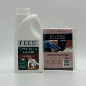 Fiddes Wood Floor Cleaner, 1 Litre & Free Priory Polishes Lint Free Cloth