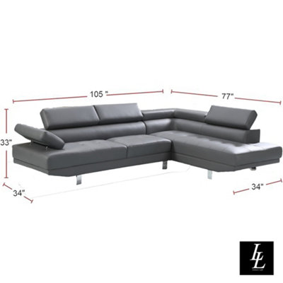 Fidenza Leather Corner Left Hand Facing Chaise Sofa With Adjustable 