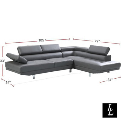 Fidenza Leather Corner Right Hand Facing Chaise Sofa With Adjustable Headrests and Armrests