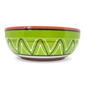 Fiesta Hand Painted Pattern Ceramic Kitchen Dining Deep Salad Bowl Lime Green (Diam) 26cm