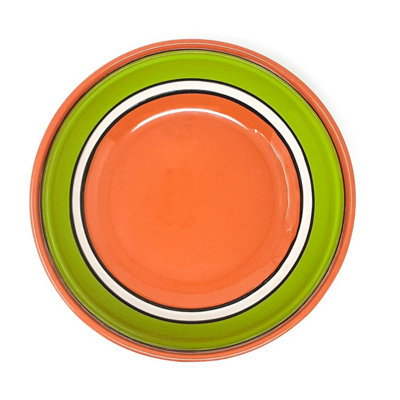 Fiesta Hand Painted Pattern Ceramic Kitchen Dining Deep Salad Bowl Lime Green (Diam) 26cm