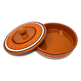 Fiesta Hand Painted Pattern Ceramic Kitchen Dining Tortilla Servers Orange (Diam) 25cm