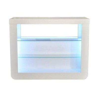 Fiesta High Gloss Bar Table Unit In White With LED Lighting