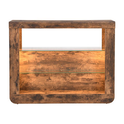 Fiesta Wooden Bar Table Unit In Rustic Oak With LED Lights