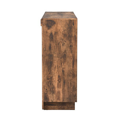 Fiesta Wooden Bar Table Unit In Rustic Oak With LED Lights