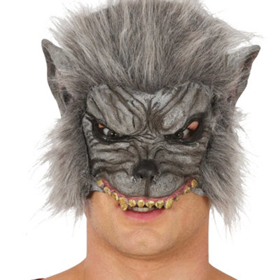 Fiestas Guirca Unisex Adult Werewolf Vinyl 1/2 Mask Grey (One Size)