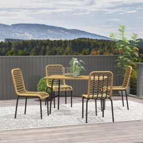 Fiji Rattan Outdoor Dining Set with Tempered Glass Table Top