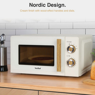 Fika Cream & Wood 20L Microwave