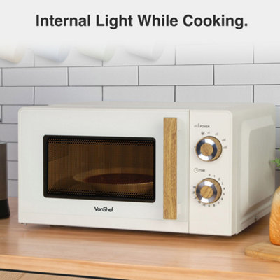 Fika Cream & Wood 20L Microwave
