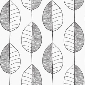 Fika Leaf Wallpaper In Black And White