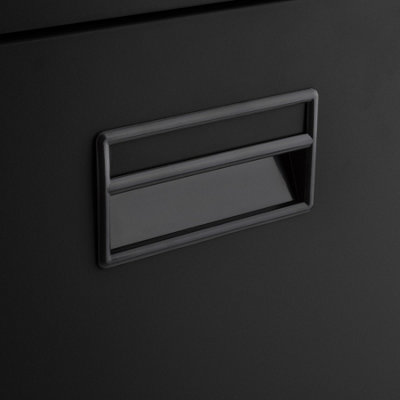 Filing Cabinet - 3 drawers, suspension rails, lockable, label holders - 1 - black