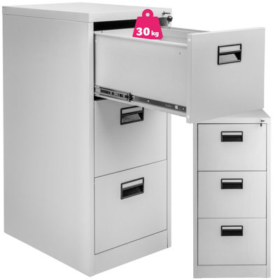Filing Cabinet - 3 drawers, suspension rails, lockable, label holders - 1 - grey