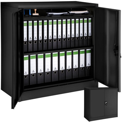 Filing Cabinet - 3 shelves, height-adjustable, lockable, 90 x 40 x 90 cm - 1 - black