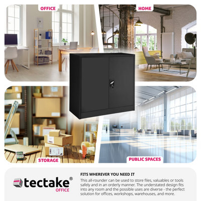 Filing Cabinet - 3 shelves, height-adjustable, lockable, 90 x 40 x 90 cm - 1 - black