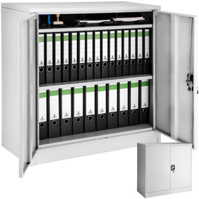 Filing Cabinet - 3 shelves, height-adjustable, lockable, 90 x 40 x 90 cm - 1 - grey
