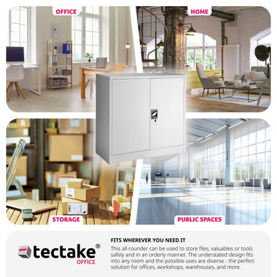 Filing Cabinet - 3 shelves, height-adjustable, lockable, 90 x 40 x 90 cm - 1 - grey