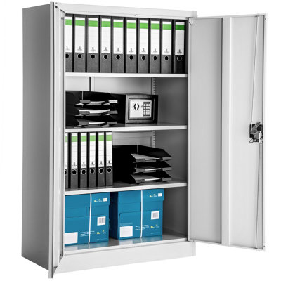 Filing Cabinet - 4 adjustable shelves, lockable, 140 x 90 x 40 cm - 1 - grey