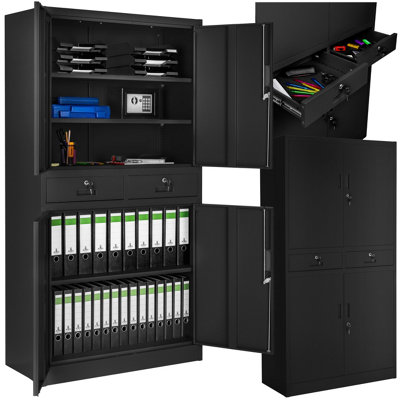 Filing Cabinet Cosmo - 2 drawers, 5 adjustable shelves, 180 x 80 x 40 cm - 1 - black/black