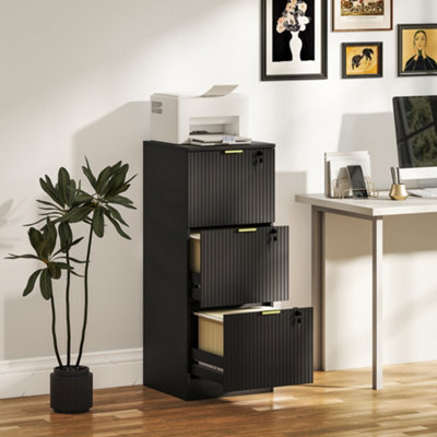 Filing Cabinet, File Cabinet with 3 Lockable Drawers and Hanging Rails