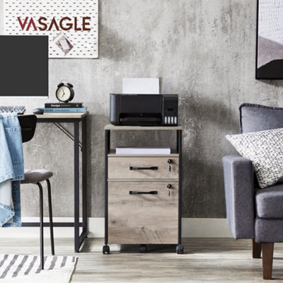 Filing Cabinet, Mobile File Cabinet with 2 Lockable Drawers, Office ...