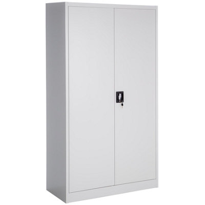 Filing Cabinet Set - 5 height-adjustable shelves, lockable doors - Set of 2 - grey