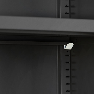 Filing Cabinet Set - 5 height-adjustable shelves, lockable doors - Set of 4 - black
