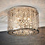 Filipa Chrome Effect and Clear K5 Faceted Crystal Glass 5 Light Flush Ceiling Fitting