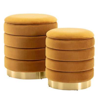 Fillipa Modern Round Velvet Storage Pouffe Ottoman Footstool 