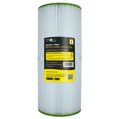 FilterLogic Spa Water Filter Compatible with Pleatco PJW60TL-F2S - Model No. SFL-60-7-15HS
