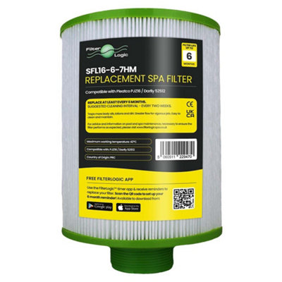 FilterLogic Spa Water Filter Compatible with Pleatco PJZ16 - Model No. SFL-16-6-7HM