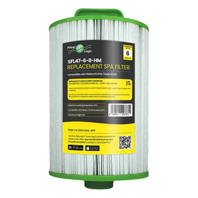 FilterLogic Spa Water Filter Compatible with Pleatco PTL47W - Model No. SFL-47-6-8HM