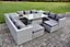 Fimous 11 Seater PE Rattan Garden Funiture Set Adjustable Rising Lifting Table Sofa Dining Set with 2 Side Tables