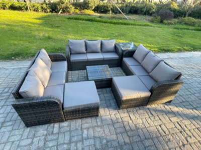 Fimous 11 Seater Rattan Outdoor Furniture Set Patio Garden Sofa