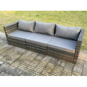 Fimous 3 PC Modular Rattan Garden Furniture Sofa Set Corner Sofa And Armless Sofa