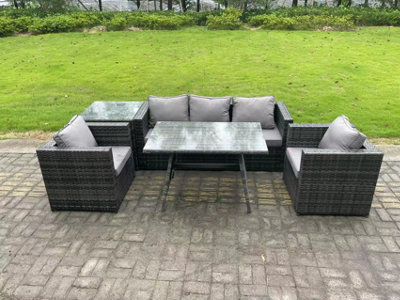 Fimous 5 Seater Wicker Rattan Outdoor Furniture Garden Dining Set With 