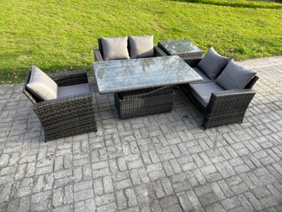 Fimous 5pcs Rattan Outdoor Garden Furniture Set Height Adjustable ...