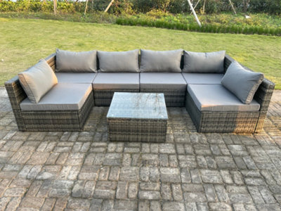 Rattan 6 deals seater sofa set