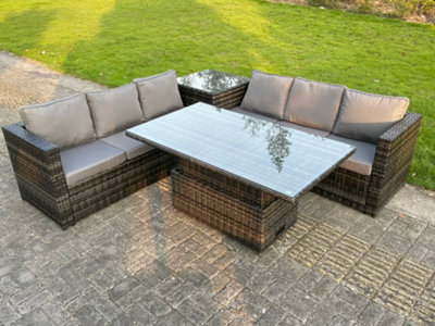 Corner garden sofa with best sale adjustable table