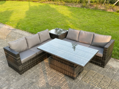 Adjustable rattan table discount set